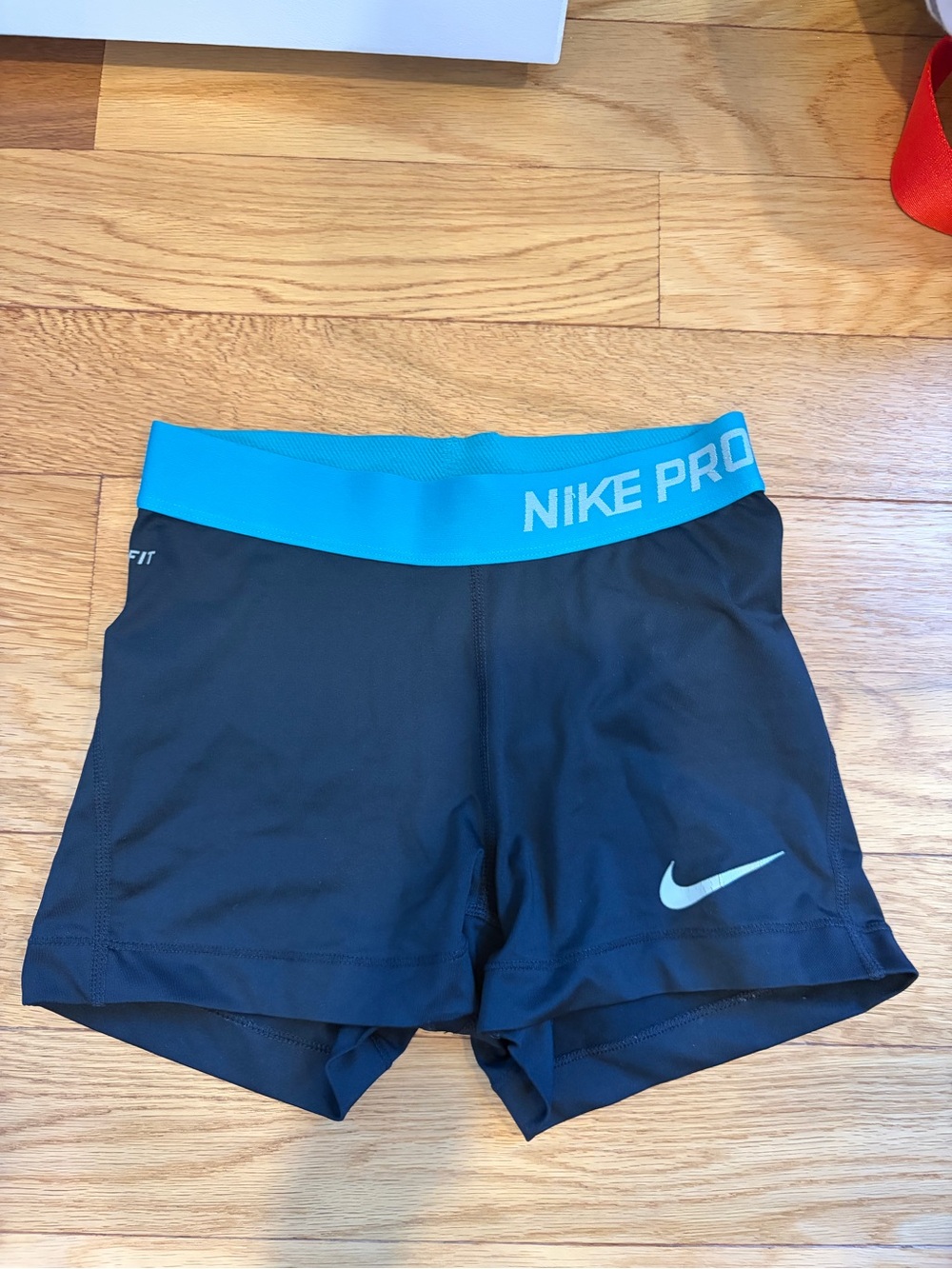 Nike Pro Women’s Black Bike Shorts with Blue Waistband